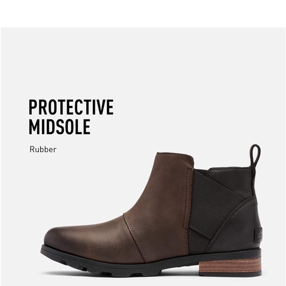 NEW IN BOX Sorel Emelie Chelsea boots black/brown size 6 - Picture 4 of 8